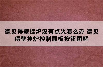 德贝得壁挂炉没有点火怎么办 德贝得壁挂炉控制面板按钮图解